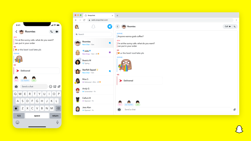 Snapchat for Web Chat.